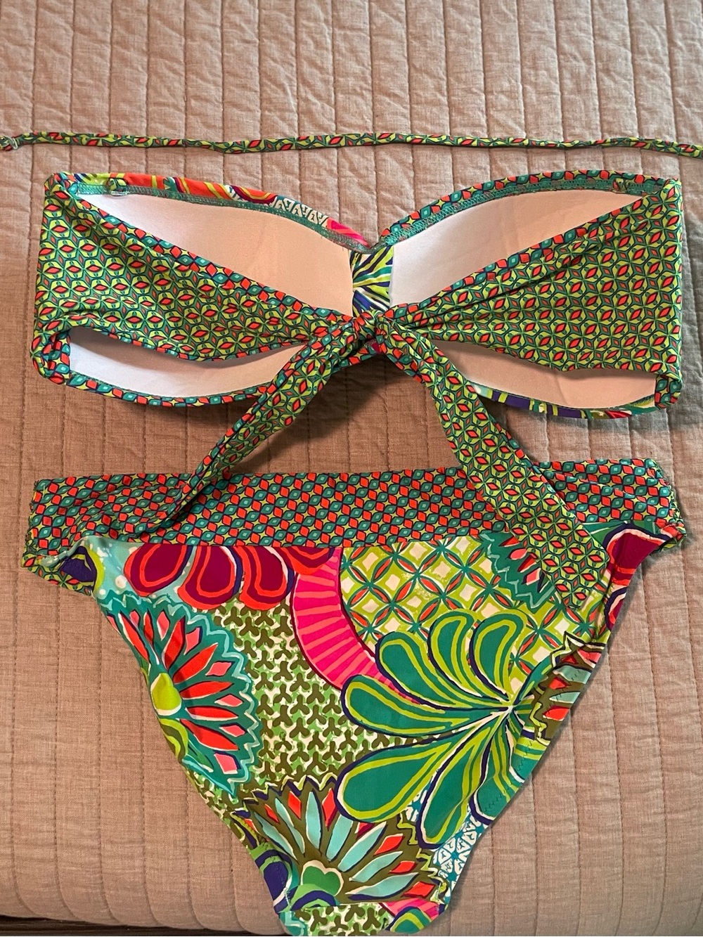 Trina Turk Zanzibar Vibrant Floral Print Bikini - Multi Green & Coral - Picture 2 of 6